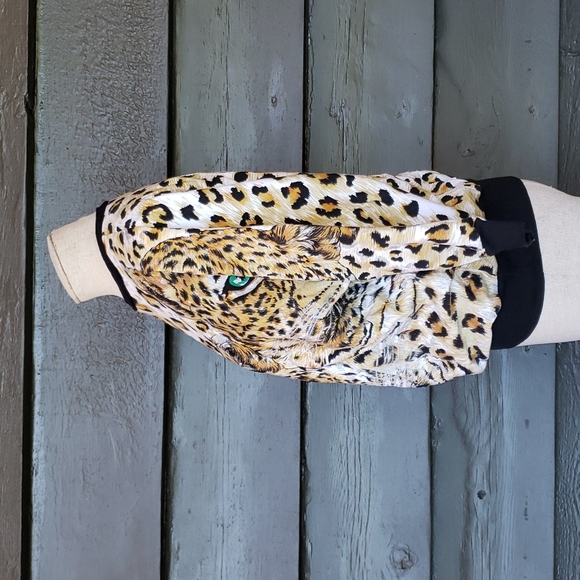Vintage 80s Leopard Dolman Pullover Sweatshirt sz M Women's Top - Picture 7 of 9